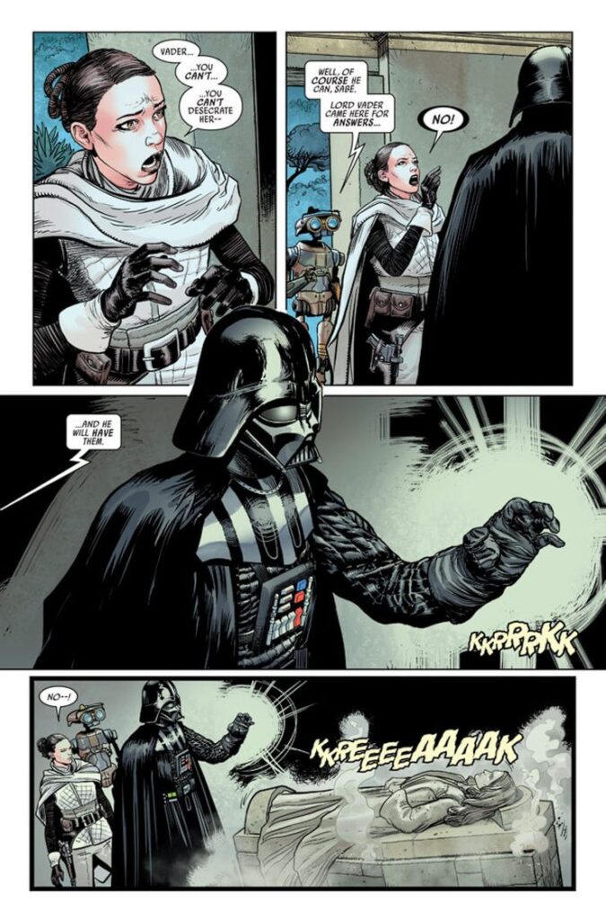 Sabé con Vader, intenzionato ad aprire la tomba di Padmé