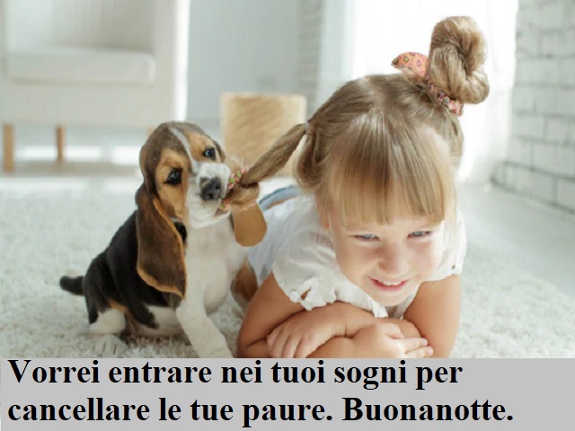 Vorrei entrare nei tuoi sogni per cancellare le tue paure. Buonanotte.