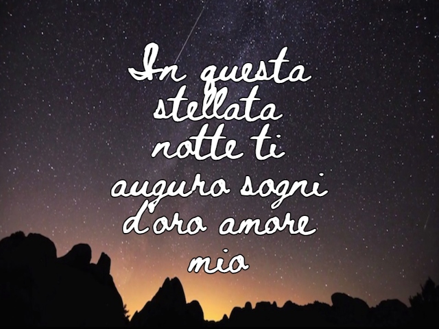 In questa stellata notte ti auguro sogni d'oro amore mio.
