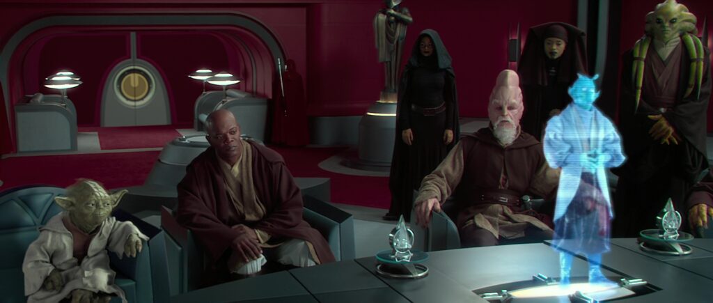 La prima apparizione di Luminara Unduli nell'ufficio del Cancelliere Palpatine in Episodio II