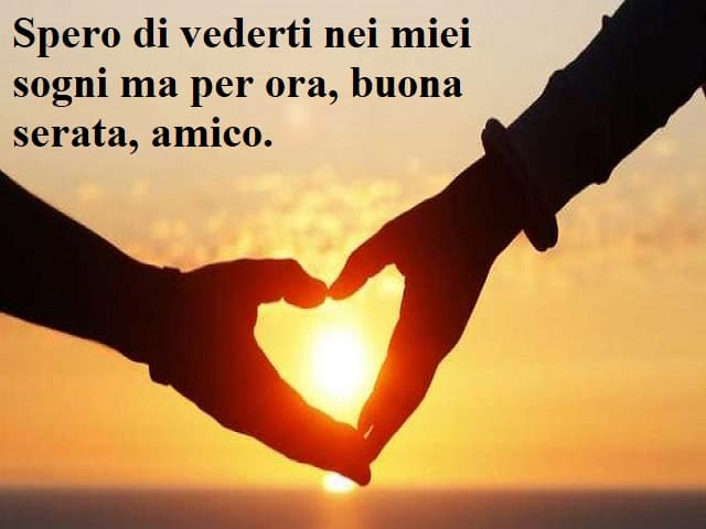Spero di vederti nei miei sogni ma per ora, buona serata, amico.