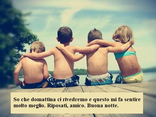 So che domattina ci rivedremo e questo mi fa sentire molto meglio. Riposati, amico. Buona notte.