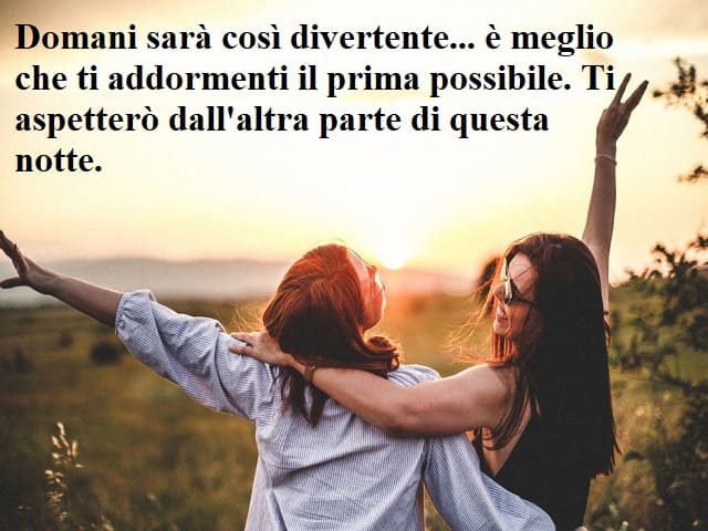 Domani sarà così divertente... è meglio che ti addormenti il prima possibile. Ti aspetterò dall'altra parte di questa notte.
