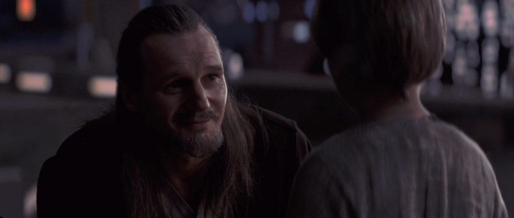 Il maestro Qui-Gon Jinn parla ad Anakin in Episodio I