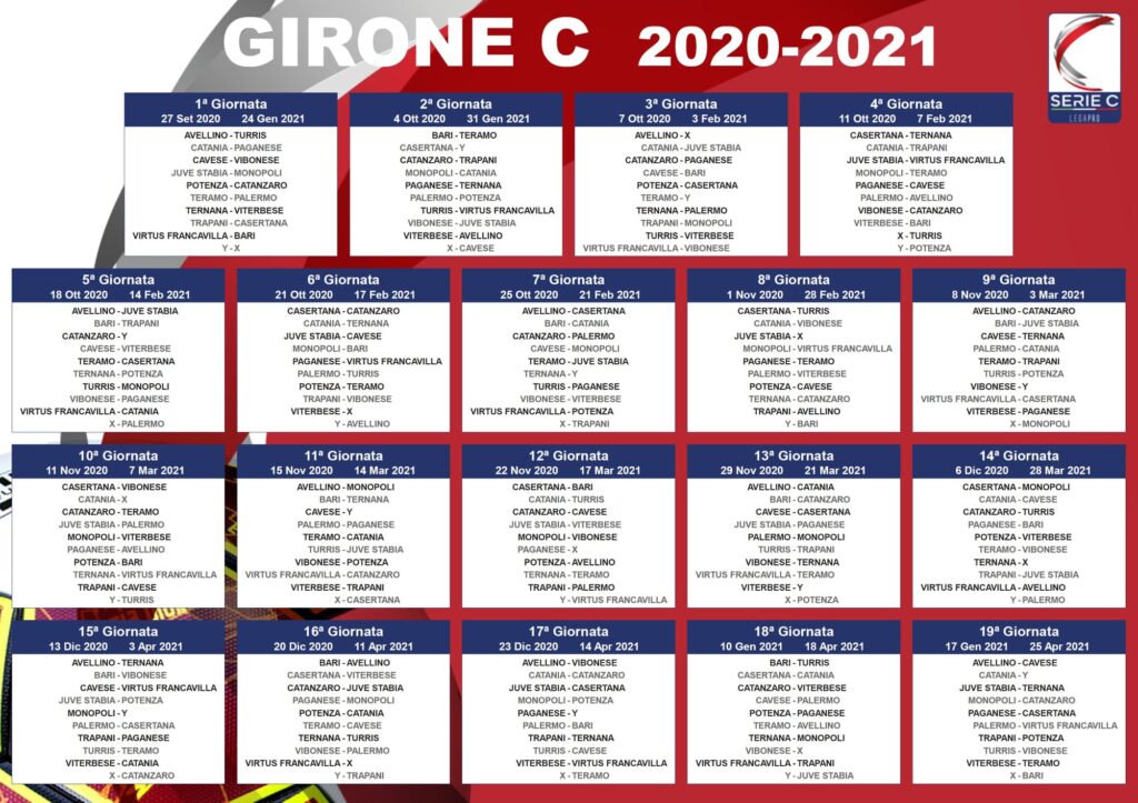 Il calendario completo del Girone C - crediti foto: pagina ufficiale Facebook Lega Pro