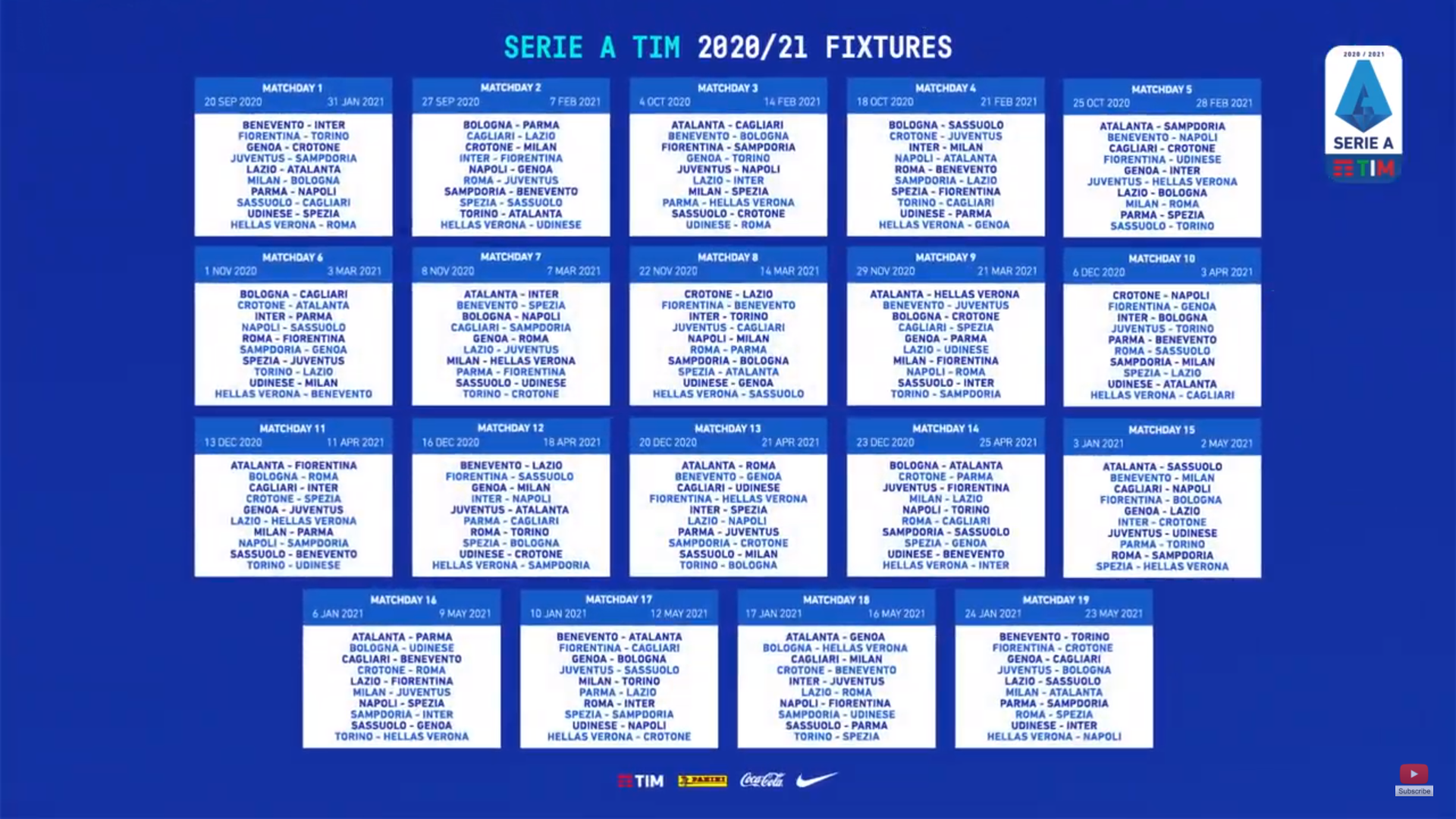 Il calendario completo - crediti foto: diretta Youtube Lega Serie A