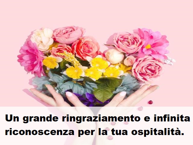 Un grande ringraziamento e infinita riconoscenza per la tua ospitalità.