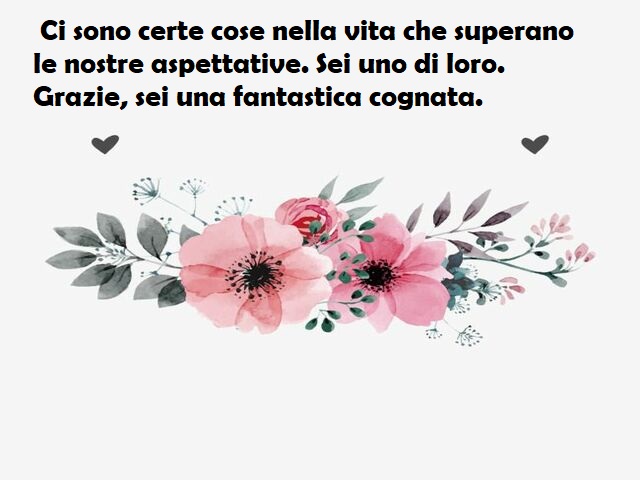Ci sono certe cose nella vita che superano le nostre aspettative. Sei uno di loro. Grazie, sei una fantastica cognata.