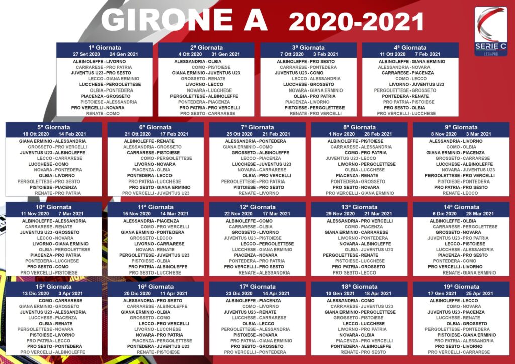 Il calendario completo del Girone A - crediti foto: pagina ufficiale Facebook Lega Pro