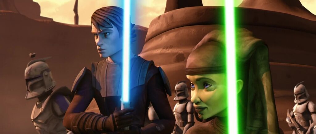 Anakin Skywalker e Luminara Unduli su Geonosis