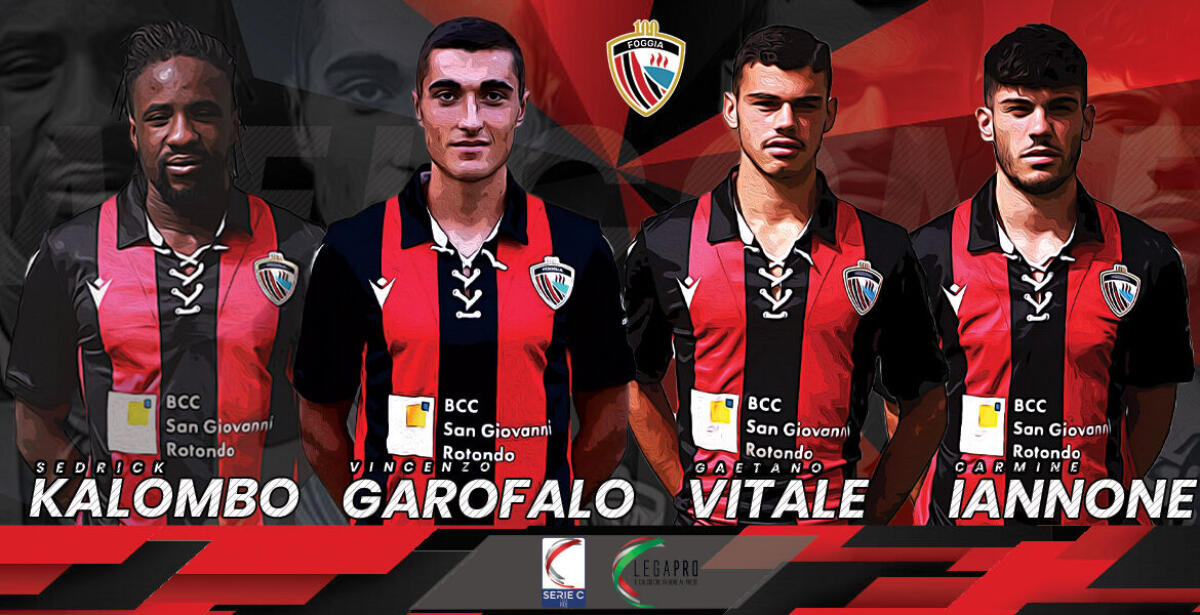 Calcio Foggia, ecco Kalombo, Garofalo, Vitale e Iannone - Crediti immagine in evidenza: sito ufficiale Calcio Foggia 1920