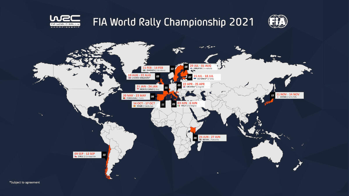 Calendario WRC 2021 - Croazia new entry. - 