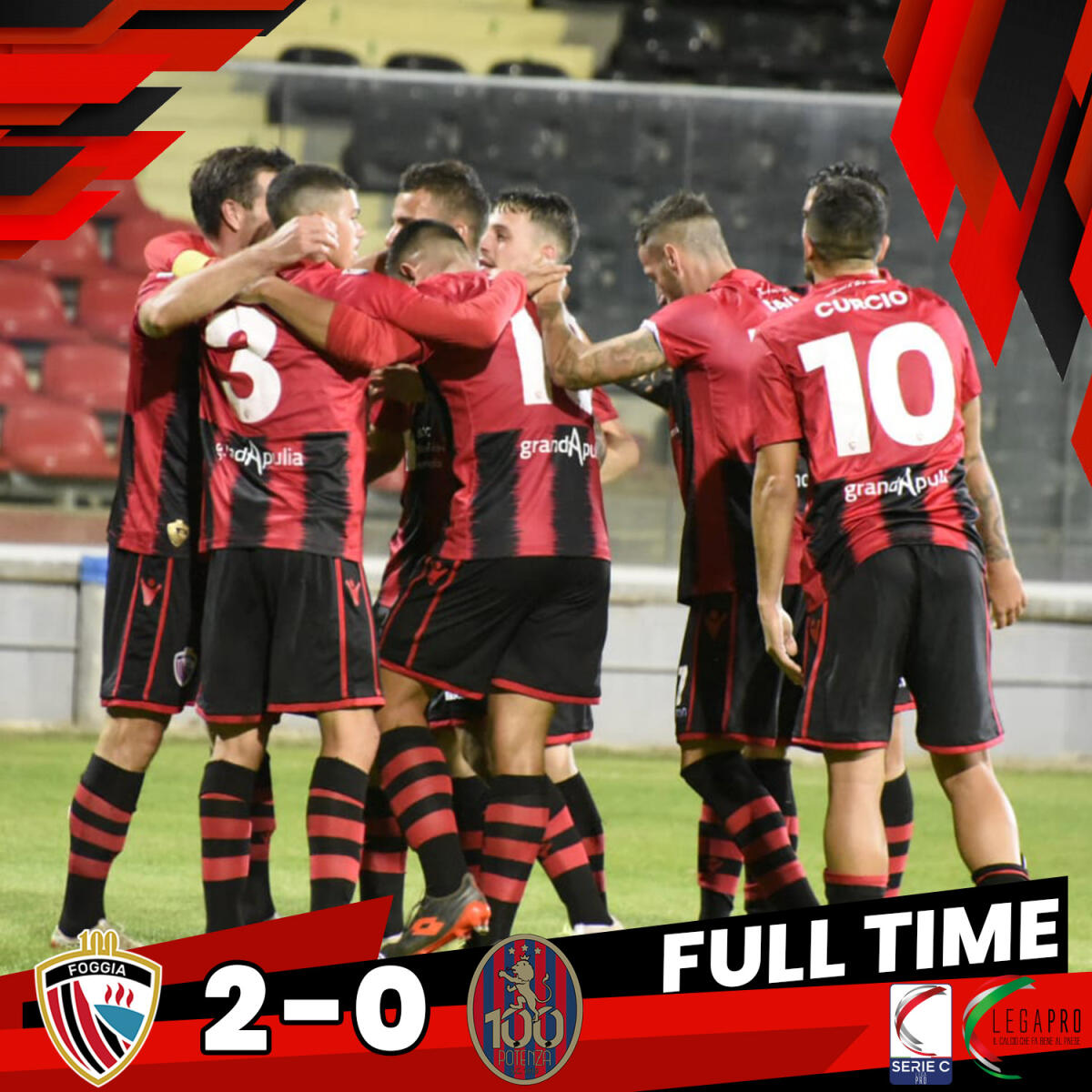 Serie C, buona la prima del Calcio Foggia: 2-0 al Potenza - Immagine in evidenza: Foggia-Potenza 2-0 - crediti foto: pagina ufficiale Facebook Calcio Foggia 1920