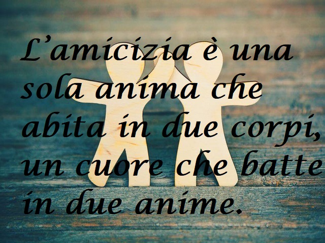 L'amicizia è una sola anima che abita in due corpi, un cuore che batte in due anime.