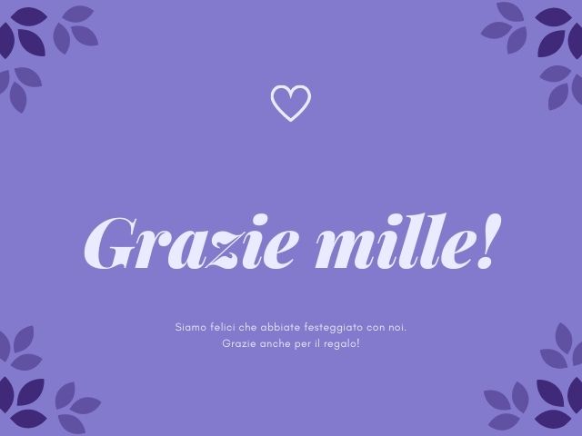 Grazie mille! Siamo felici che abbiate festeggiato con noi. Grazie anche per il regalo.