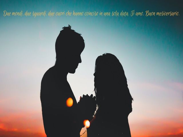 Due mondi, due sguardi, due cuori che hanno coinciso in una sola data. Ti amo. Buon mesiversario.