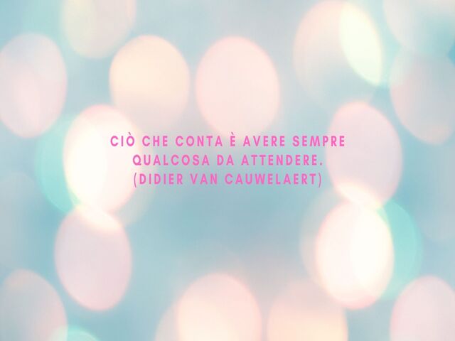 Ciò che conta è avere sempre qualcosa da attendere.(Didier van Cauwelaert)