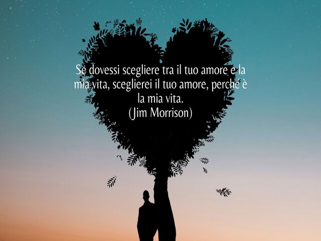 Se dovessi scegliere tra il tuo amore e la mia vita, sceglierei il tuo amore, perché è la mia vita.(Jim Morrison)