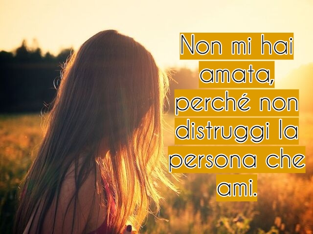 Non mi hai amata, perché non distruggi la persona che ami.
