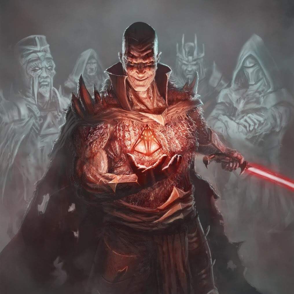 Darth Bane con in mano un holocron Sith