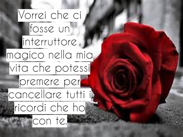Vorrei che ci fosse un interruttore magico nella mia vita che potessi premere per cancellare tutti i ricordi che ho con te.