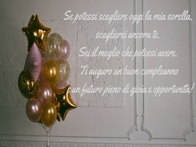 Se potessi scegliere oggi la mia sorella, sceglierei ancora te. Sei il meglio che potessi avere. Ti auguro un buon compleanno e un futuro pieno di gioia e opportunità!
