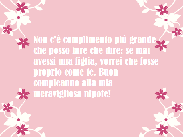 Non c'è complimento più grandeche posso fare che dire: se mai avessi una figlia, vorrei che fosse proprio come te. Buon compleanno alla mia meravigliosa nipote!