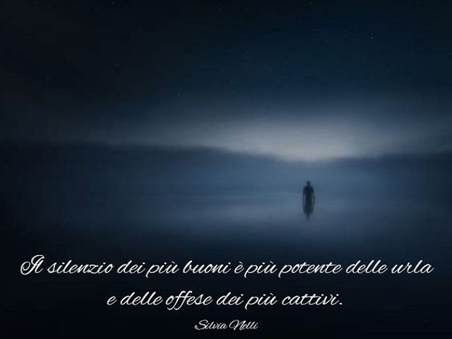 Il silenzio dei più buoni è più potente delle urla e delle offese dei più cattivi.(Silvia Nelli)