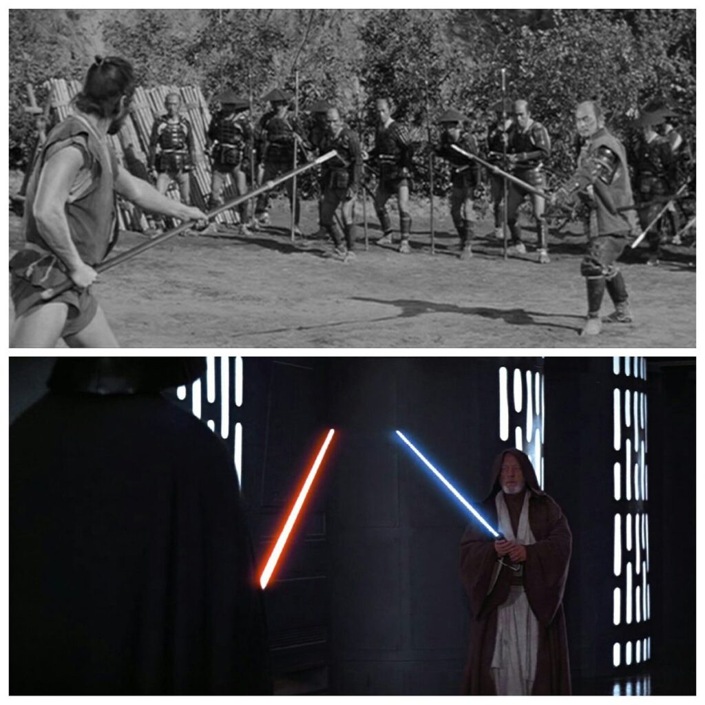 Due fotogrammi da Episodio IV e dalla Fortezza Nascosta.