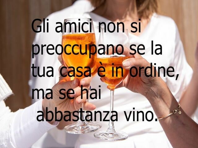 Gli amici non si preoccupano se la tua casa è in ordine, ma se hai abbastanza vino.