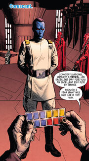 Il Grand'ammiraglio Thrawn durante la sua promozione su Coruscant. -Wookipedia