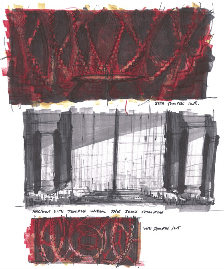 Concept art del santuario Sith sotto al Tempio Jedi