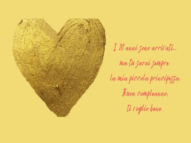 I 18 anni sono arrivati...ma tu sarai semprela mia piccola principessa.Buon compleanno,ti voglio bene.