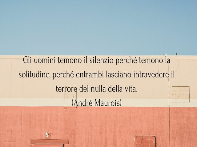 Gli uomini temono il silenzio perché temono la solitudine, perché entrambi lasciano intravedere il terrore del nulla della vita.(André Maurois)