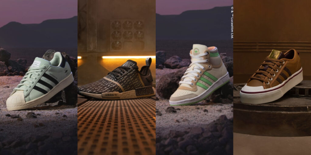 Alcuni prodotti della linea Adidas x The Mandalorian