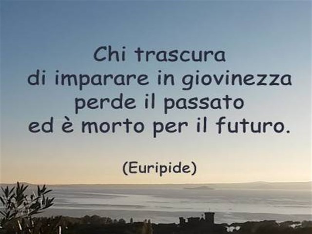 Chi trascura di imparare in giovinezza, perde il passato ed è morto per il futuro.(Euripide)