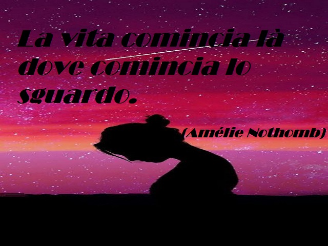 La vita comincia dove comincia lo sguardo. (Amelie Nothomb)