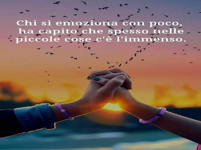 Chi si emoziona con poco, ha capito che spesso nelle piccole cose c'è l'immenso.