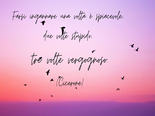 Farsi ingannare una volta è spiacevole,due volte stupido,tre volte vergognoso.(Cicerone)