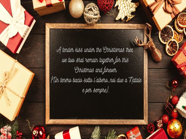 A tender kiss under the Christsmas tree, we two shal remain together for this Christmas and forever. (Un tenero bacio sotto l’albero…noi due a Natale e per sempre).