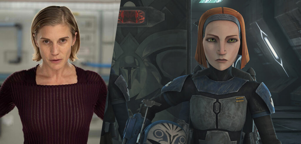 Katee Sackhoff e Bo-Katan.Da: slashfilm