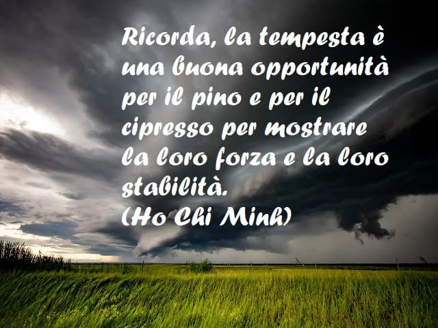 Ricorda, la tempesta è una buona opportunità per il pino e per il cipresso per mostrare la loro forza e la loro stabilità. (Ho Chi Minh)