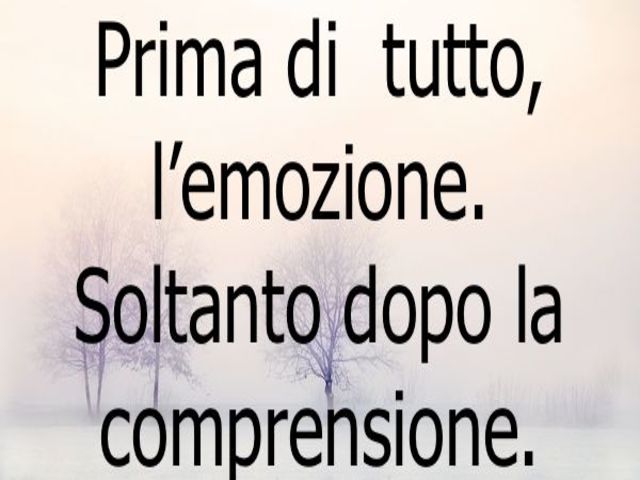 Prima di tutto, l’emozione. Soltanto dopo la comprensione.