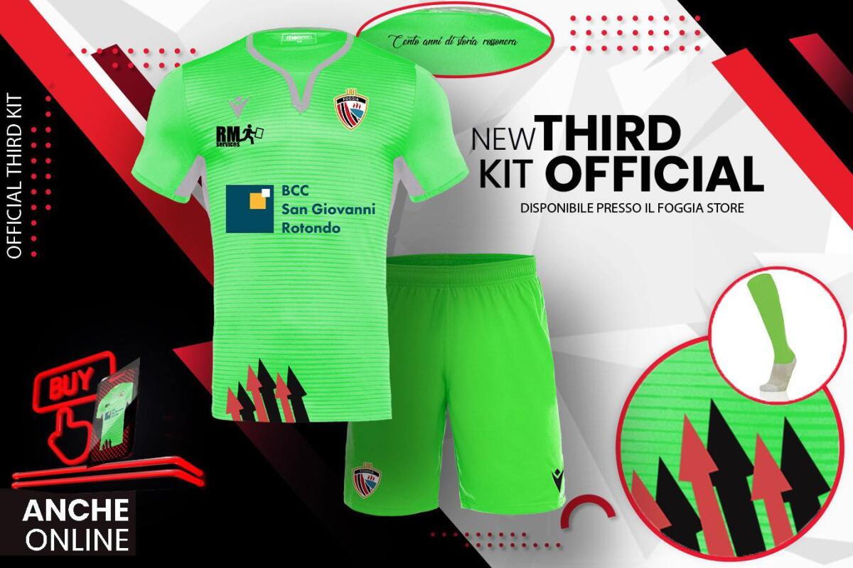 Calcio Foggia, ecco l'Official Third Kit - Immagine in evidenza: Third Kit Foggia - crediti foto: pagina ufficiale Facebook Calcio Foggia 1920