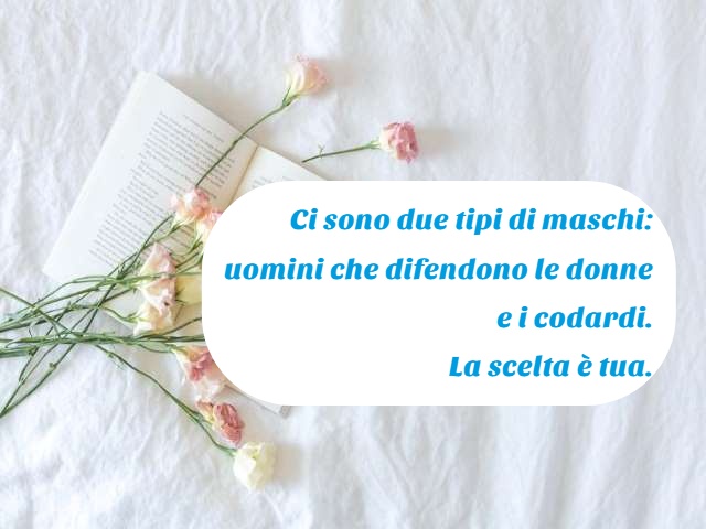 Ci sono due tipi di maschi: uomini che difendono i diritti delle donne e i codardi. La scelta è tua.