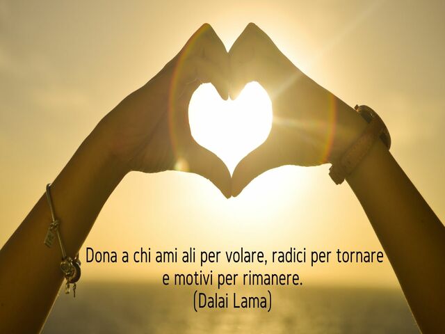 Dona a chi ami ali per volare, radici per tornare e motivi per rimanere.(Dalai Lama)