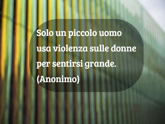 Solo un piccolo uomo usa violenza sulle donne per sentirsi grande. (Anonimo)