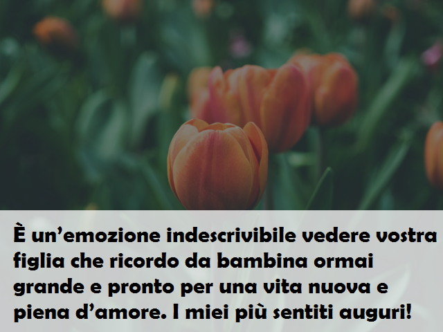 È un’emozione indescrivibile vedere vostra figlia che ricordo da bambina ormai grande e pronto per una vita nuova e piena d’amore. I miei più sentiti auguri!