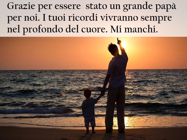 Grazie per essere stato un grande papà per noi. I tuoi ricordi vivranno sempre nel profondo del cuore. Mi manchi.