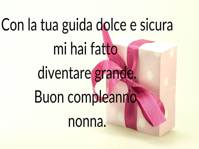 Con la tua guida dolce e sicura mi hai fatto diventare grande.Buon compleanno nonna.